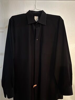 Classic Black Men's Dress Shirt - Tailored Collar
